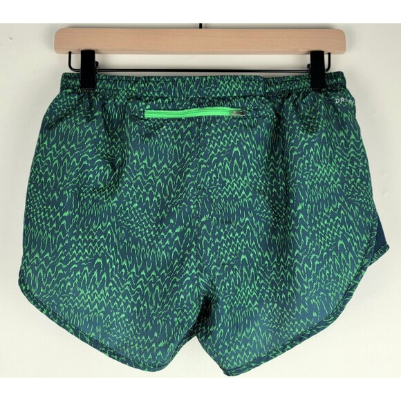 Nike Women's Sz S Dri FIT Modern Tempo Print Zip Pocket 3" Running Shorts Green - Picture 7 of 12